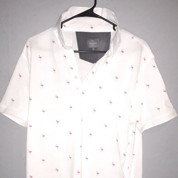 Peter Werth Pink Flamingo Print Mens Polo shirt Small - Picture 4 of 8